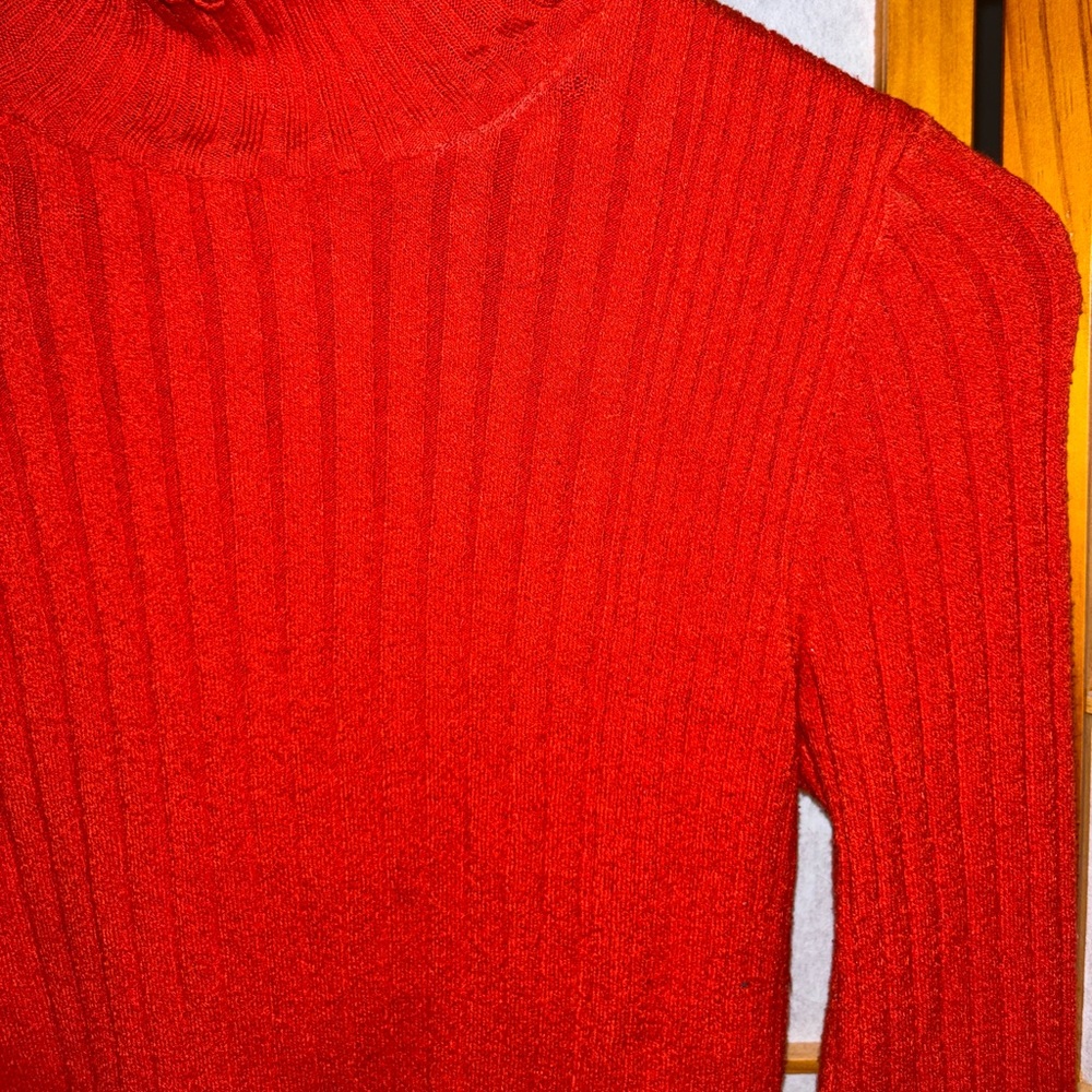 • UO cropped ribbed orange red turtleneck • - Picture 7 of 8